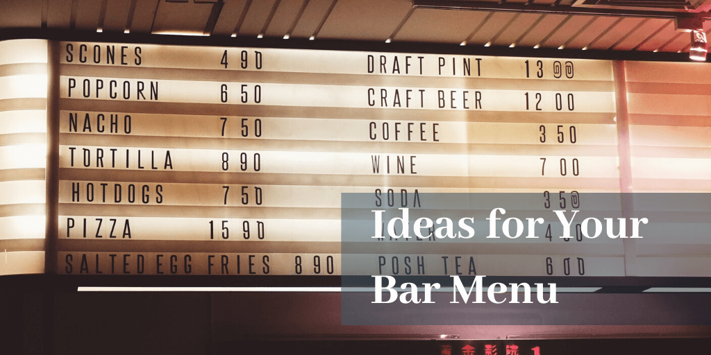 bar menu ideas